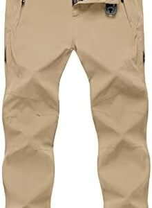 TBMPOY Men's Hiking Pants with Belt Outdoor Quick-Dry Lightweight Waterproof Fishing Mountain Pants 5 Zipper Pockets