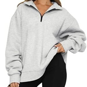 Trendy Queen Womens Oversized Sweatshirts Hoodies Half Zip Pullover Fall Fashion Outfits 2023 Y2k Clothes