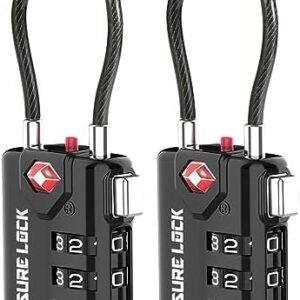 SURE LOCK TSA Compatible Travel Luggage Locks, Inspection Indicator, Easy Read Dials TSA Approved with Zinc Alloy